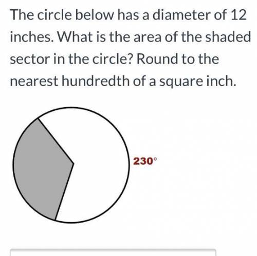 The circle below has a diameter of 12 inches. What is the area of the shaded sector in the circle? R