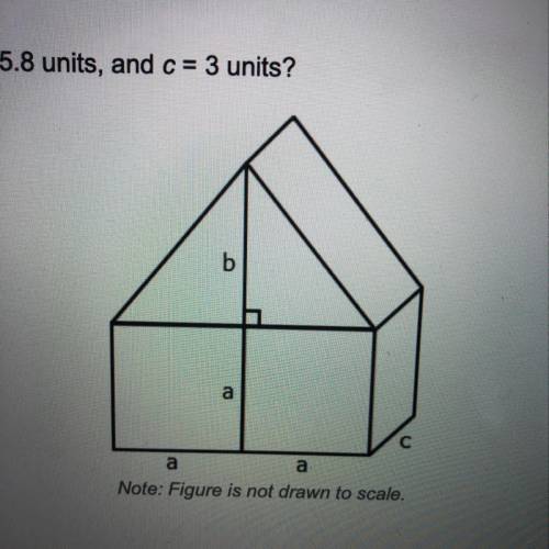What is the volume of the figure below if a = 4.5 units, b = 5.8 units, and c = 3 units? Note: Figur