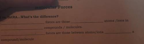 IntER vs. IntRA...What's the difference?forces are thoseatoms (ions incompounds / molecules.forces a