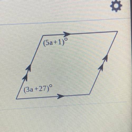 PLEASE HELP! find the value of a in the parallelogram