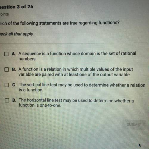 Which of the following statements are true regarding functions?  check all that apply