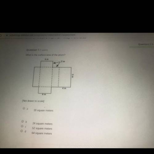 What is the surface , area of the prism ?