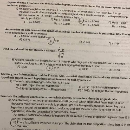 Plsss answer question for  The test statistics