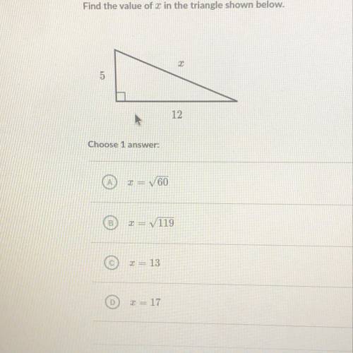 What is the value of x in the triangle?