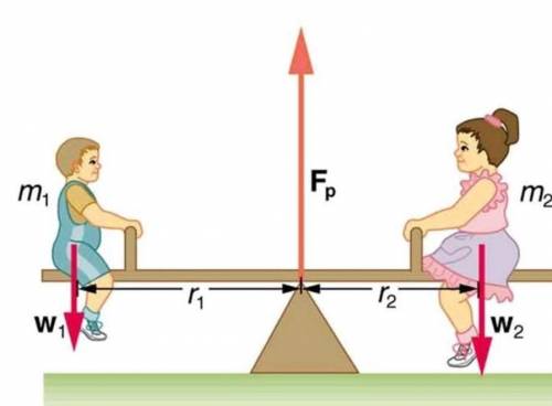 The two children shown in the are balanced on a seesaw of negligible mass. (This assumption is made