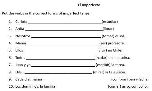 If you know Spanish, please help me!! **For 20 points! Imperfect Tense ONLY!!