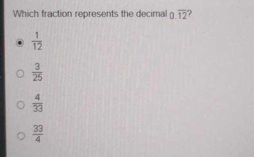 Is this correct?is the decimal 0.12 equal to 1/12