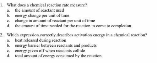 Can you help me with theis chem questions?