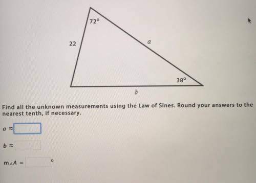 Find all the unknown measurements using the law of sines. Round your answers to the nearest tenth if