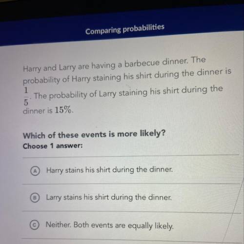 Harry and larry are having a barbecue. the probability of harry staining his shirt during the dinner