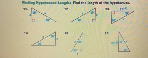 Finding Hypotenuse Lengths. Find the length of the hypotenuse.