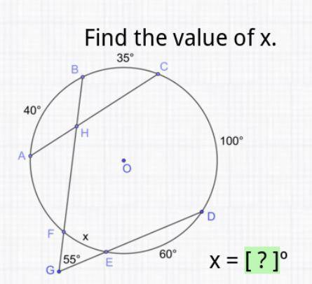 PLEASE HELP ME WITH THIS! Find the value of x.