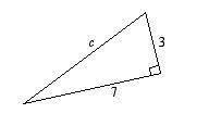 Find the length of the hypotenuse. Round your answer to the nearest hundredth. A 3.16 B 10.00 C 7.62