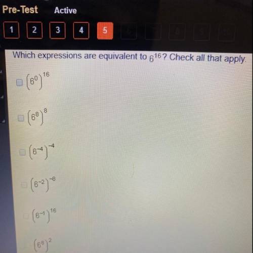 Which expressions are equivalent to 6^16? Check all that apply.