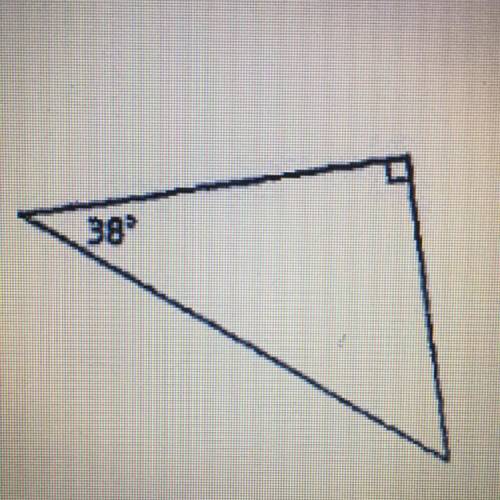 What is the measure of the missing angle in the triangle below?  Plz help
