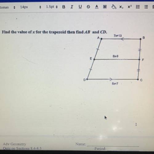 Need help on finding x for geometry.