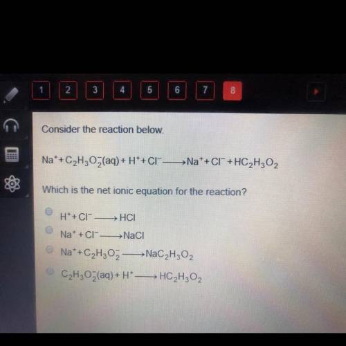 Consider the reaction below. Which is the net ionic equation for the reaction?