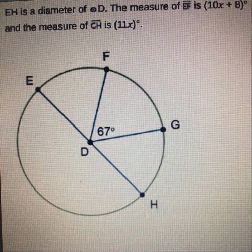 Determine the values. The value of x is____ The measure of EF is___ degrees. The measure of GH is___