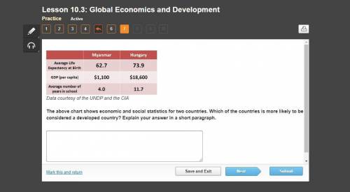 The above chart shows economic and social statistics for two countries. Which of the countries is mo