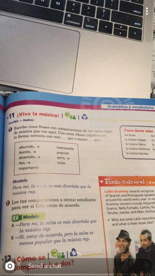 Spanish- Can someone please pleasee send the answers it’s due in an hour and i’m never gonna finish