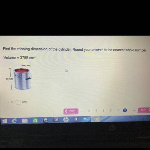 How do you find the missing dimension of the cylinder  The radius is unknown  And the Height is 19cm