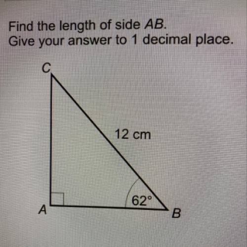 Find the length of side AB. Give your answer to 1 decimal place. 12 cm 62B