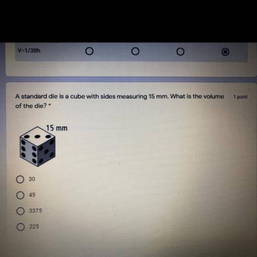 What is the volume of the die?