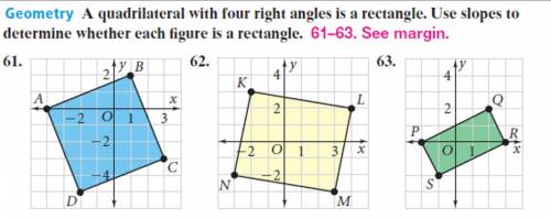 Determine the equations of each line segment that makes-up each quadrilateral (61,62,63), then deter
