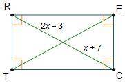 Pleases Help TREC is a rectangle. What is the length of ET? 10 units 17 units 20 units 34 units