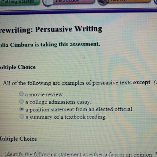 All of the following are examples that of persuasive text except