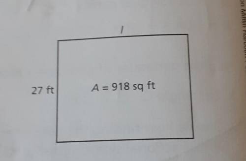 Find an Unknown Side Length6. What is the length of a rectanglewith a width of 27 feet and an areaof