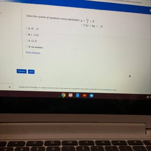 Solve the system of equations using substitution  Help me please ASAP