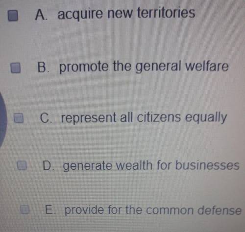 Which of the following is a stated purpose of the United States government under the Constitution? S