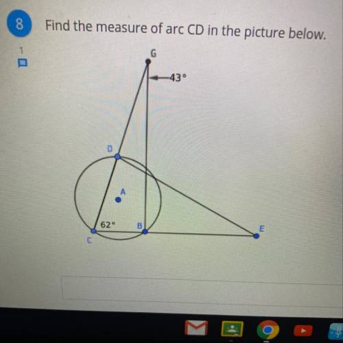 Find the measure of arc GD in the picture below