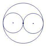 Find the circumference of the larger circle if the area of one of the smaller circles is 48 pi in^2.
