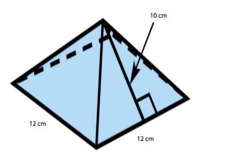 A square pyramid is shown sitting on its base. Please reply with...The surface area of the pyramid i