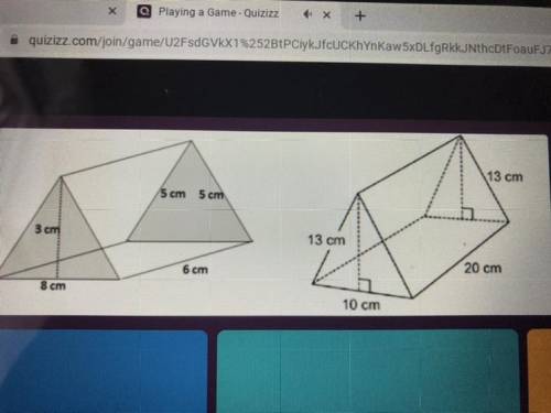 What is the difference in LATERAL surface area of the prisms shown?