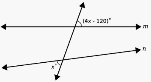 What would be the value of x if lines m and n were parallel?