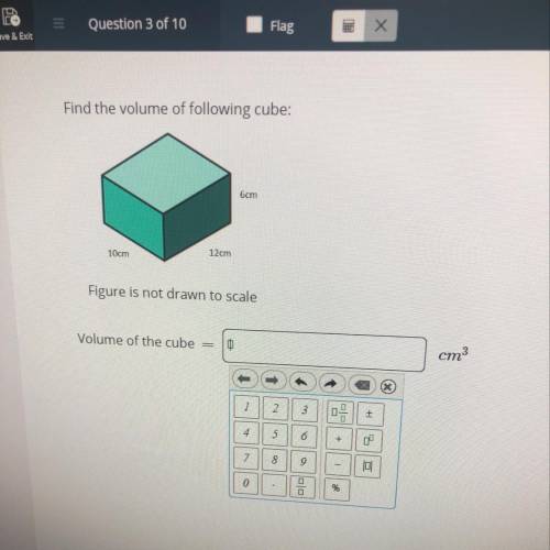Find the volume of following cube: Figure is not drawn to scale Volume of the cube =