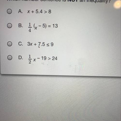 Which number sentence is NOT an inequality?