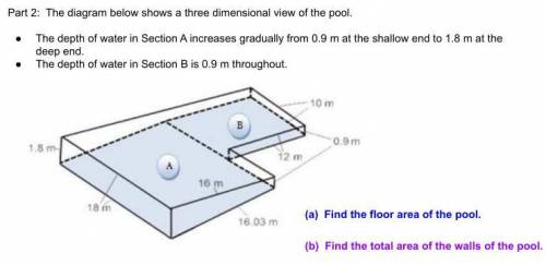 The diagram below shows a three dimensional view of the pool.