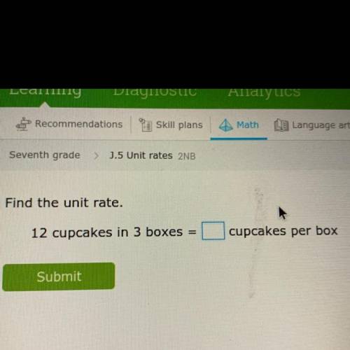 Find the unit rate 12 cupcakes in 3 boxes =
