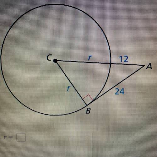 In the diagram, point B is a point of tangency.Find the radius r of this diragram . THANKY YOU