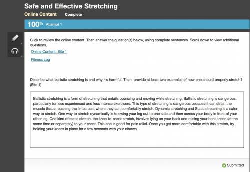 Describe what ballistic stretching is and why it’s harmful. Then, provide at least two examples of h
