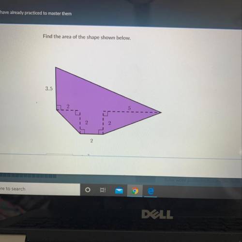 Find the area of the shape shown below. pls help!!!