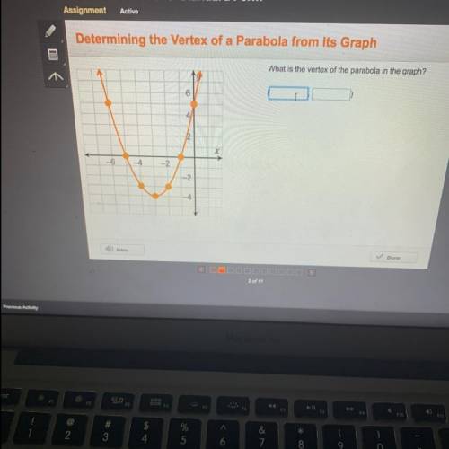 What is the vertex of the parabola in the graph?