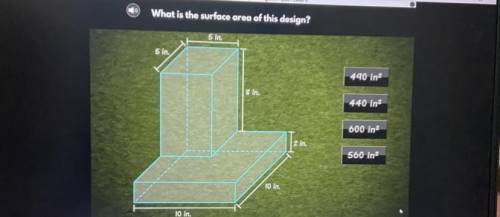 What is the surface area of this design?  490in2 440in2 600in2 560in2
