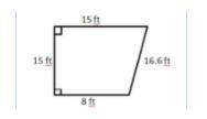 What is the area of the shape below? Hint: use the formula: A =1/2 h (b1 + b2) *  A. 54.6 yd squared