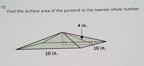 Find the surface area of the pyramid to the nearest whole number.
