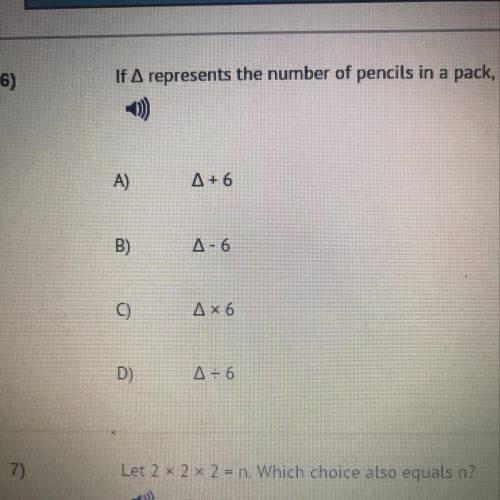 If A represents the number of pencils in a pack, which expression represents 6 packs of pencils? A +